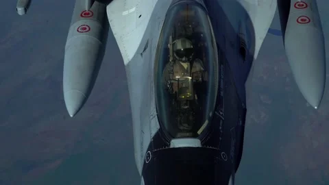 Close up of Fighter Jet Pilot During Refueling Stock Footage 131887751