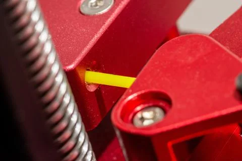 Close up of filament guide of 3D printer. Stock Photos