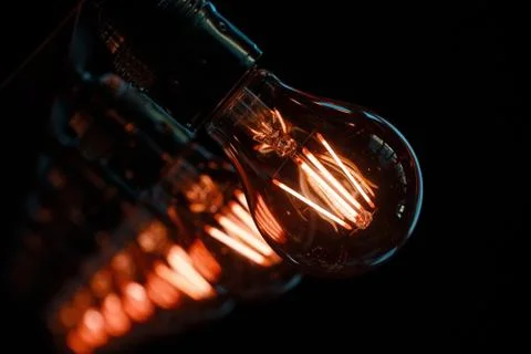 Close up of the filament inside the bulb Stock Photos