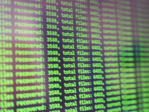 Close-up of file recovery process displayed on computer screen Stock Photos