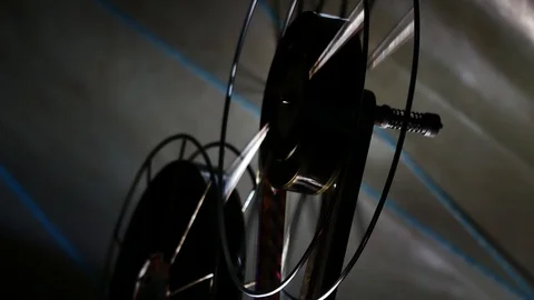 Close up  Film Roll is spinning while projecting In the movie theater in 4k o Stock Footage 86587843