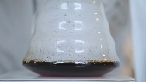 Close up of filter coffee maker, kettle with thermometer and digital scale on Stock Footage 164791789