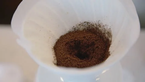 Close up of filter coffee maker, kettle with thermometer and digital scale on Stock Footage 165770810