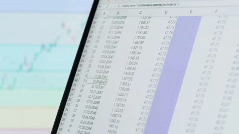 Close-up of financial cash flow data on PC screen. Mortgage payment sheet Stock Footage 260414328