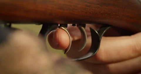Close-Up of Finger on Double Trigger Shotgun Stock Footage 300266389