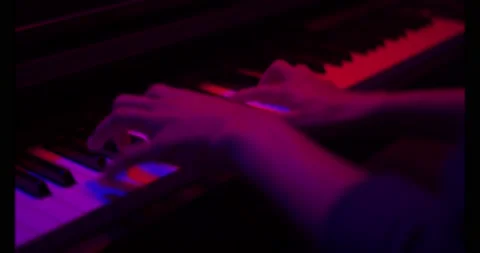 Close up of finger musician at the piano , The pianist playing  piano in the Stock Footage
