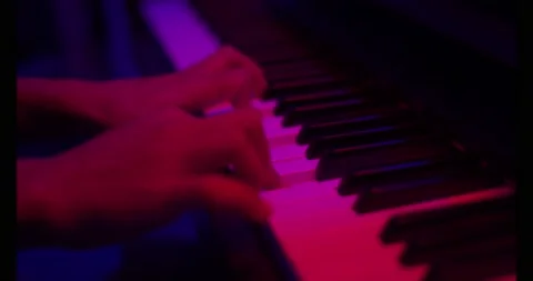 Close up of finger musician at the piano , The pianist playing  piano in the Stock Footage