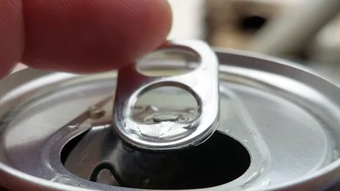 Close up of a finger opening a soda can tab Stock Footage 336004875