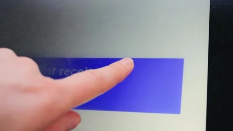 Close-up of finger pressing accept button on touchscreen, digital confirmation Stock Footage 334719489