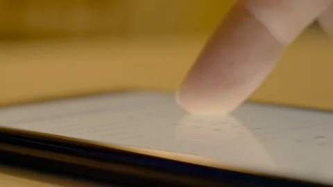 Close-up finger touch screen smartphone display. Stock Footage 107384518