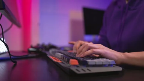 Close-up of finger typing on a mechanical gaming keyboard Vídeos de archivo 326222175