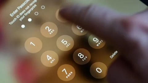 Close-up of a finger typing a password on a gadget trying to pass the verificati Stock Footage 163572846
