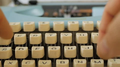 Close up of finger typing typewriter keyboard Stock Footage 121121287