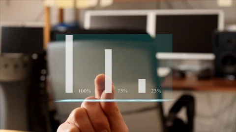 Close up of a finger while touch a virtual screen Stock Footage 101974455