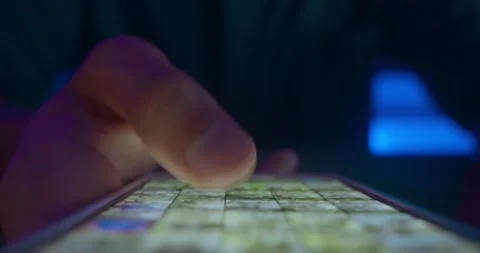 Close up finger of young man scrolling page app on smart phone and browsing Stock Footage 229640849