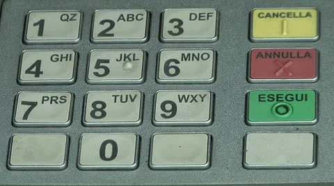 Close up fingers pushing "0" button on ATM, Bancomat Video stock 8846466