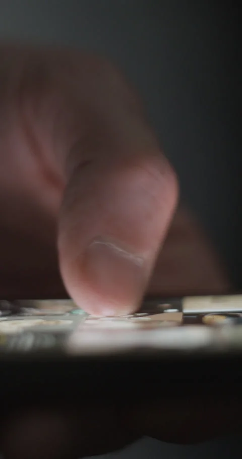 Close up of fingers typing and scrolling on mobile application Stock-Footage 280999530