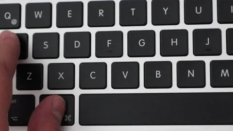 Close Up Of Fingers Typing Command Shortcuts On Laptop Keyboard, overhead Stock Footage 146351740