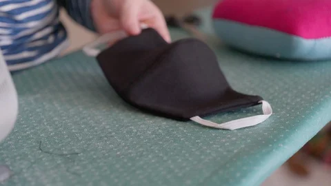 Close-up finished protective face mask Video stock 127931771