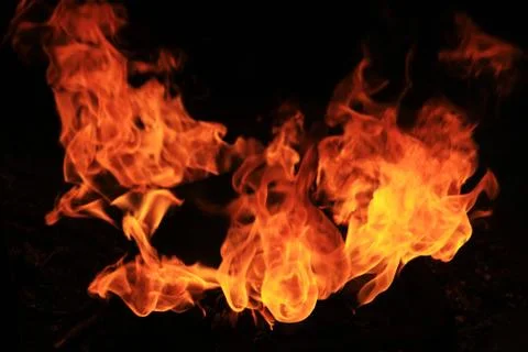 Close-up of fire and flames on a black background Stock Photos