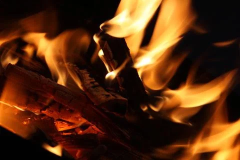 Close-up of fire and flames on a black background Stock Photos