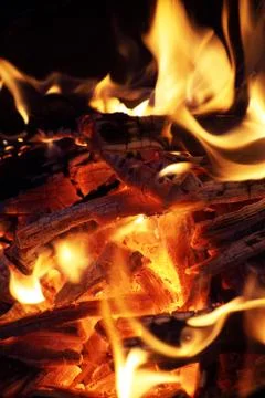 Close-up of fire and flames on a black background Stock Photos