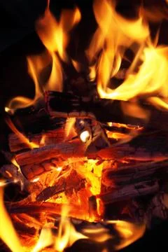 Close-up of fire and flames on a black background Stock Photos