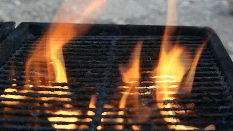 Close up fire of BBQ coal in mangal Видео 110657803