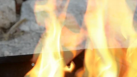 Close up fire of BBQ coal in mangal Video stock 110685731