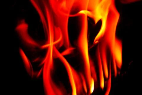 Close-up fire on black background Stock Photos
