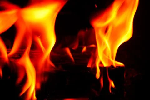 Close-up fire on black background Stock Photos