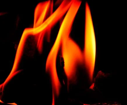 Close-up fire on black background Stock Photos