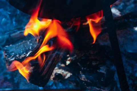 Close-up fire on black background Stock Photos