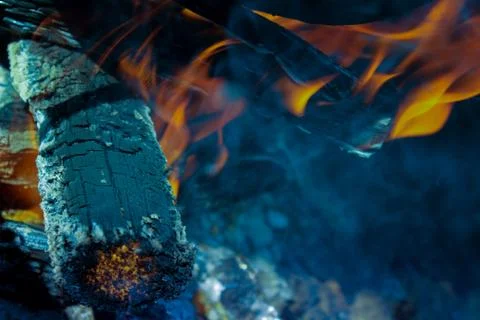 Close-up fire on black background Stock Photos