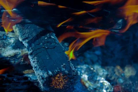 Close-up fire on black background Stock Photos