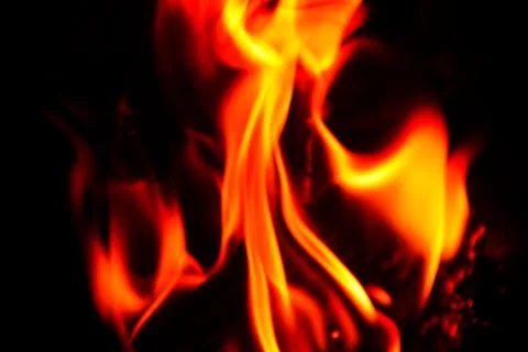 Close-up fire on black background Stock Photos