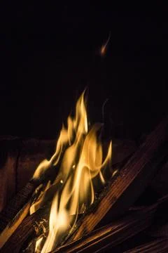 Close Up Of Fire with Black Background Stock Photos