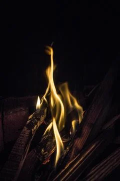 Close Up Of Fire with Black Background Stock Photos