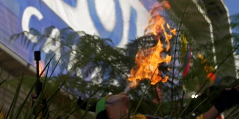 Close-up of a fire breather performing, Stock Footage 234022457