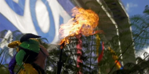 Close-up of a fire breather performing, Stock Footage 234022465