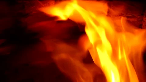 Close-up of a fire burning in the fireplace Stock Footage 334439728