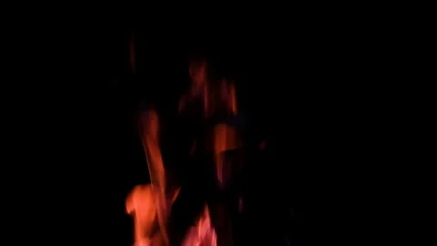 Close up fire burning in the fireplace. Video of fire flames over dark backgr Stock Footage 93890397