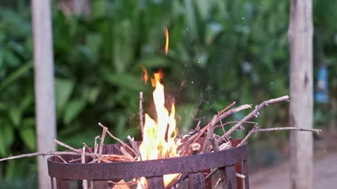 Close up of a fire burning in slow motion Stock Footage 240923290
