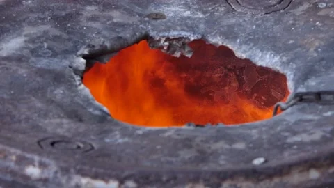 Close-up of a fire burning in the stove Stock Footage 237072321