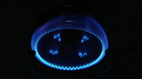 Close up of fire burning on the stove Stock Footage 307557986