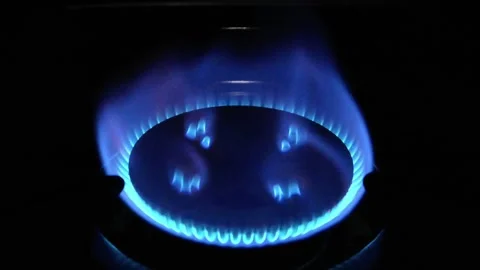Close up of fire burning on the stove Stock Footage 307558063