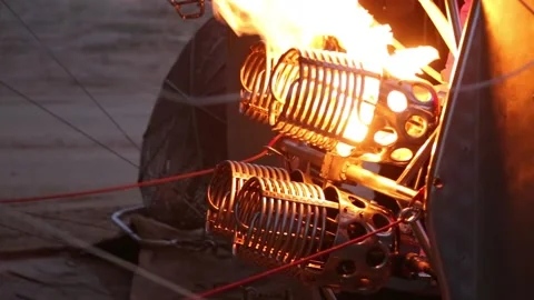 Close up of fire bursts in the balloon. Stock Footage 141662589