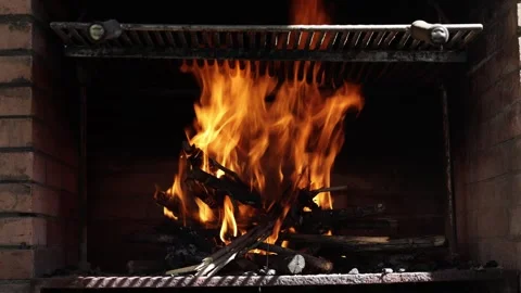 Close-up of fire with changing flames and smoke patterns. Vidéo 332373788