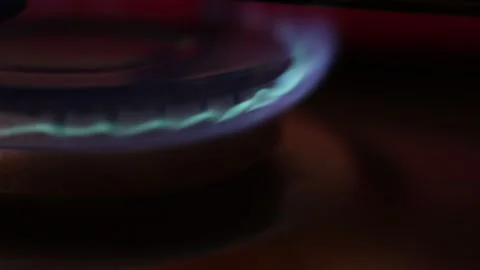 Close-up of fire coming out of the gas cooker Stock Footage 319902371
