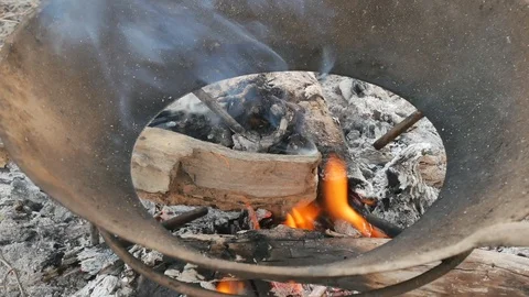 Close up on fire cooking. Stock Footage 105713627